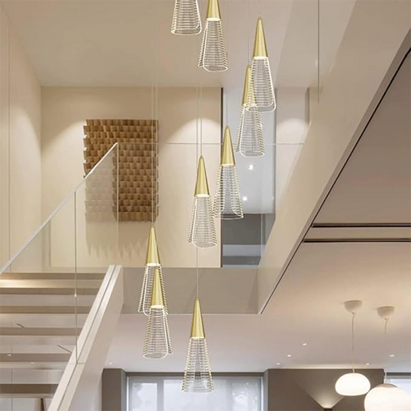 Modern Creative Pendant Lights Art Paris Tower Design Gold Stair Chandeliers For Villa Loft Hanging Lights