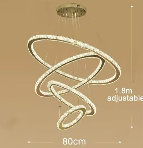 Crystal Mutil Rings Pendants Luxury Decor for Bedroom Living Room Chandelier LED Light