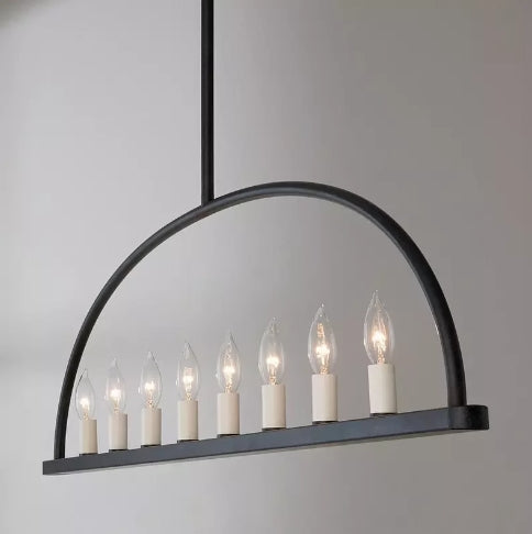 Rectangular Minimal Candle Chandelier For Dining Room Decor Kitchen Island Light Fixtures