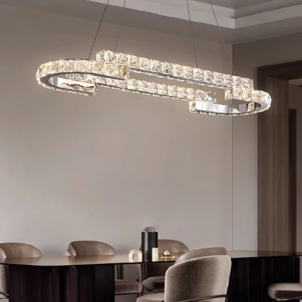 Modern Crystal LED Pendant Luxury Ring Ceiling Home Chandelier Decor Kitchen Island Living Dining Room Lighting