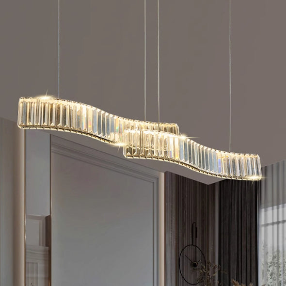 Ripple High Ceiling Chandelier Crystal Pendant Light Luxury Lighting For Kitchen Island Dining Room