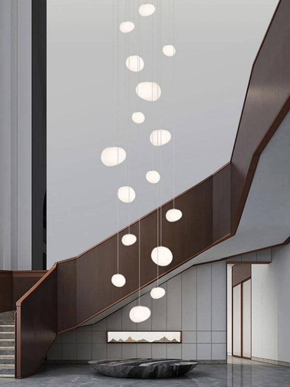 Long Stair Pebbles Pendant Stairwell Chandelier Luxury Decoration Home Ceiling Pendant Lamp