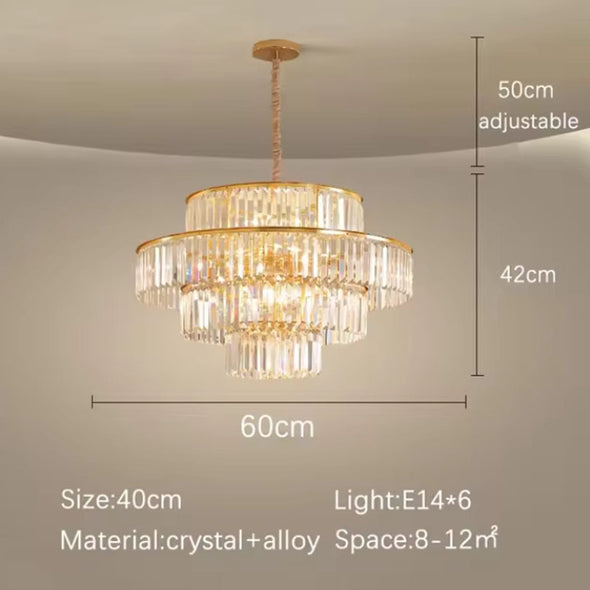 Crystal Ambient Chandelier Luxury Decor for Kitchen Island Living Dining Room Golden Pendant Light Fixture