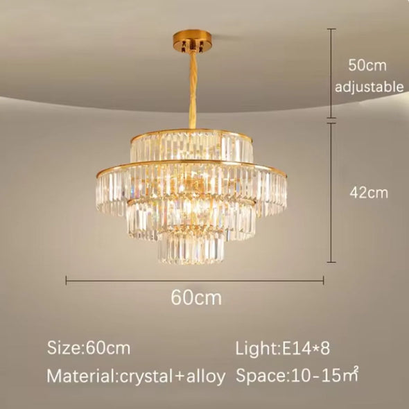 Crystal Ambient Chandelier Luxury Decor for Kitchen Island Living Dining Room Golden Pendant Light Fixture