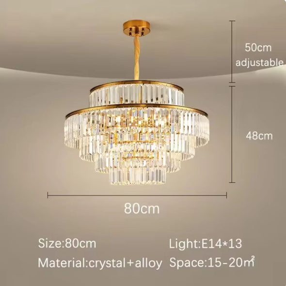 Crystal Ambient Chandelier Luxury Decor for Kitchen Island Living Dining Room Golden Pendant Light Fixture