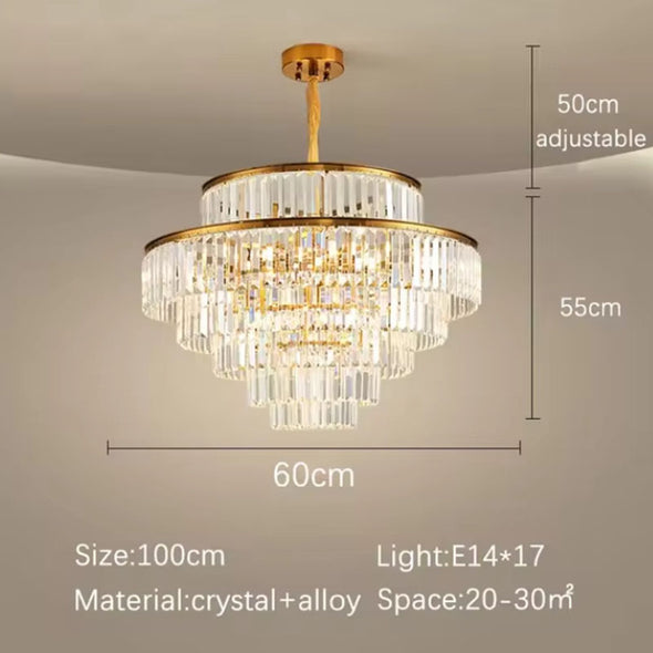 Crystal Ambient Chandelier Luxury Decor for Kitchen Island Living Dining Room Golden Pendant Light Fixture