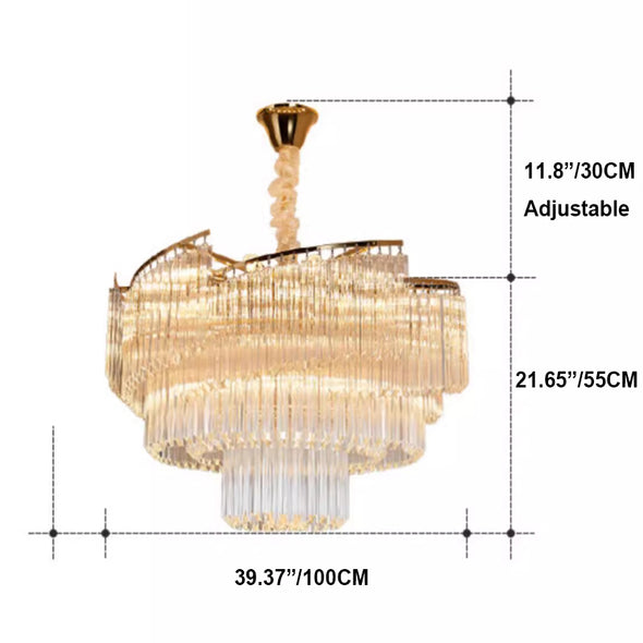 Modern Crystal Circular Pendants Luxury Lighting Decor for Bedroom Living Dining Room Golden Chandelier Light Fixture