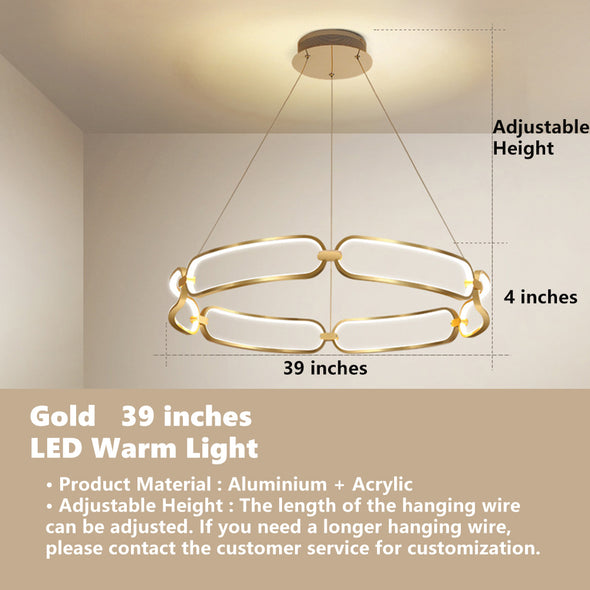 LED Modern Ceiling Chandelier with Circular Rings in Single or Double Layers
