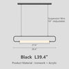 Modern Linear Pendant Light, Iron PMMA Shade, 32 - 55 Inch Adjustable Length