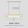 Modern Linear Pendant Light, Iron PMMA Shade, 32 - 55 Inch Adjustable Length