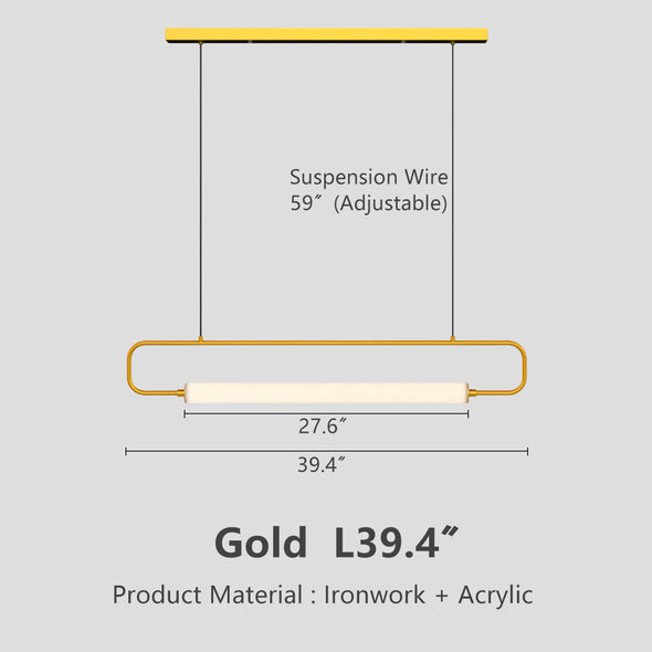 Modern Linear Pendant Light, Iron PMMA Shade, 32 - 55 Inch Adjustable Length