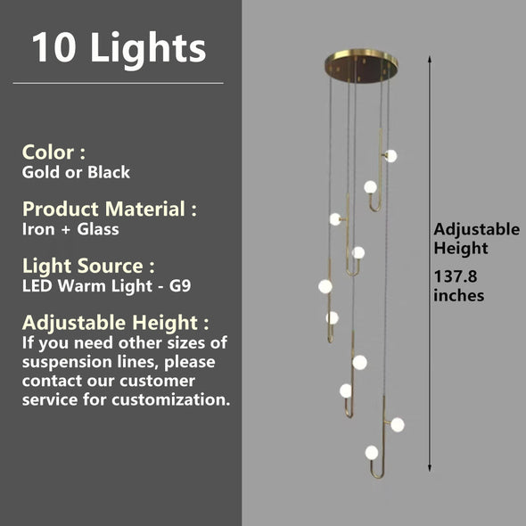Modern Luxury Glass Chandelier Ceiling Light Fixture
