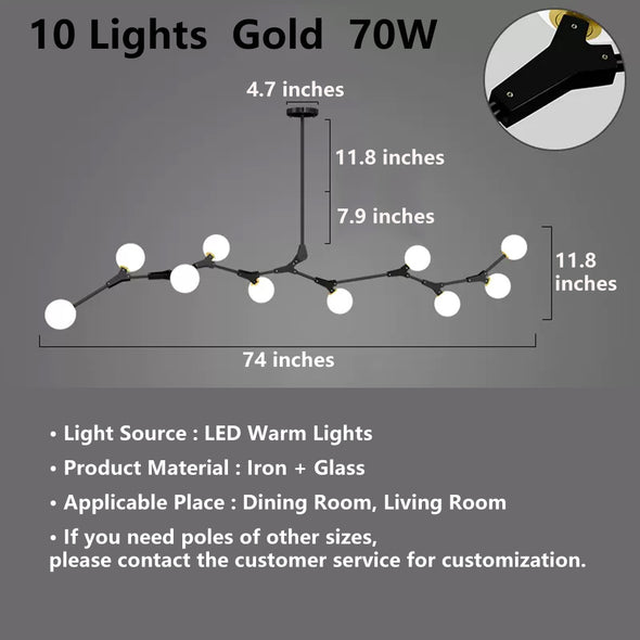 Modern Minimalist Chandelier Magic Bean Glass Ceiling Pendant Light