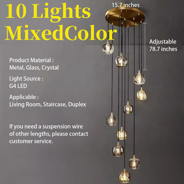 Modern Crystal Glass Globe Chandelier Adjustable Multi Light Hanging Pendant