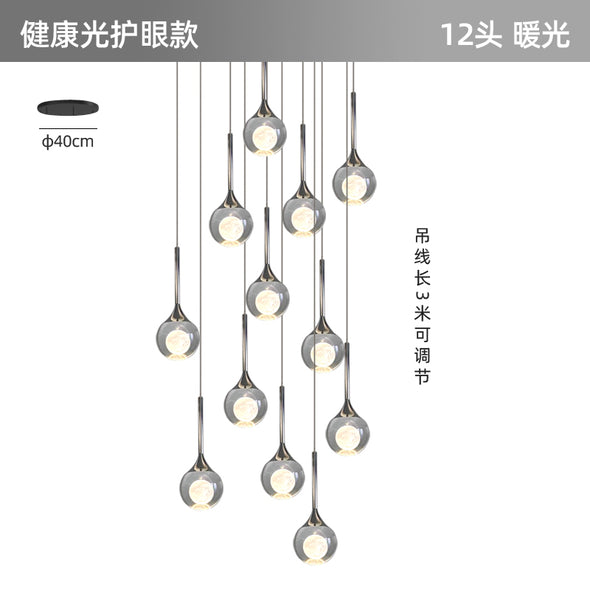 Modern Crystal Moon Pendant Light Stainless Steel Chandelier with 3D Lunar Globe