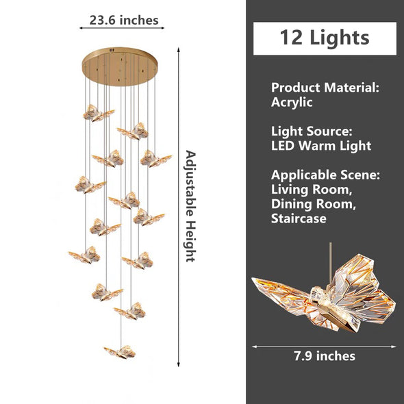 Modern Butterfly Chandelier High Ceiling Pendant Light Home Decor