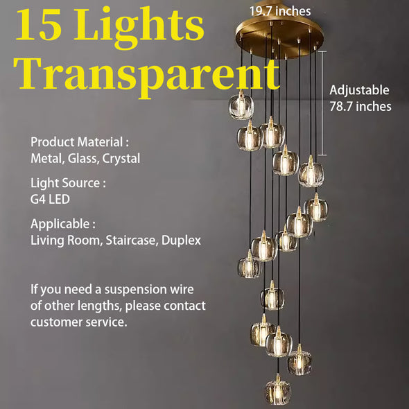 Modern Crystal Glass Globe Chandelier Adjustable Multi Light Hanging Pendant