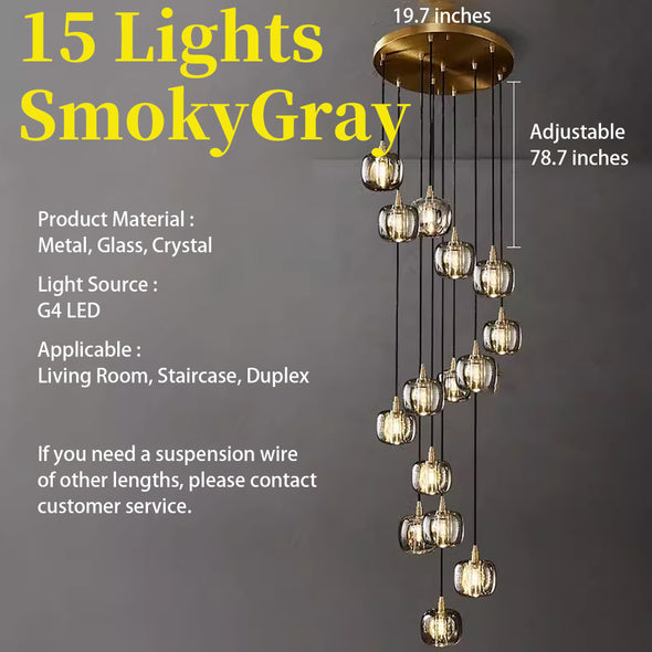 Modern Crystal Glass Globe Chandelier Adjustable Multi Light Hanging Pendant