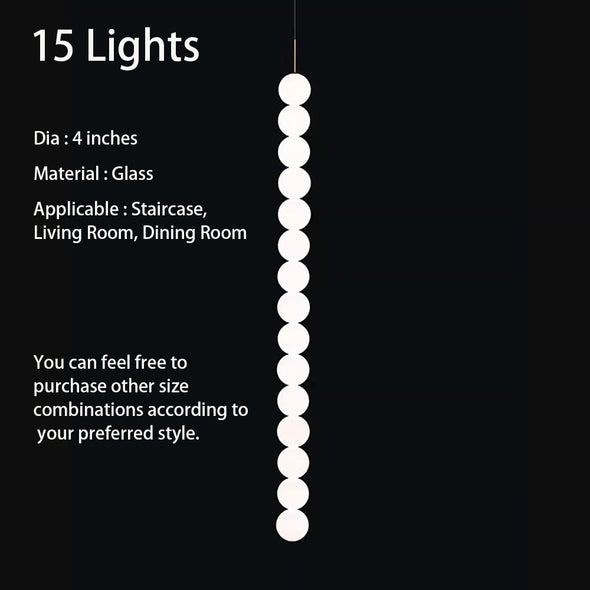 Modern Glass Globe Linear Chandelier, Customizable Glass Pendant Light