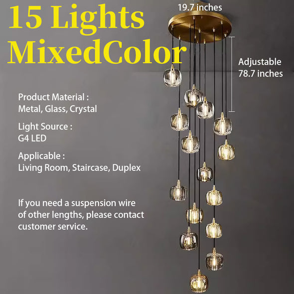 Modern Crystal Glass Globe Chandelier Adjustable Multi Light Hanging Pendant
