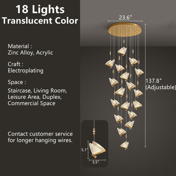 Modern Butterfly Chandelier Adjustable Hanging Pendant Ceiling Light