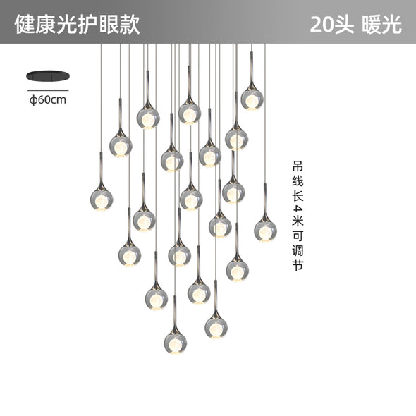 Modern Crystal Moon Pendant Light Stainless Steel Chandelier with 3D Lunar Globe