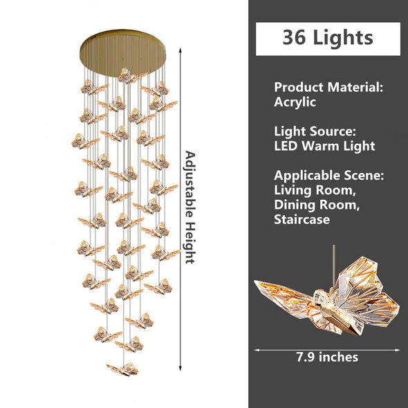 Modern Butterfly Chandelier High Ceiling Pendant Light Home Decor