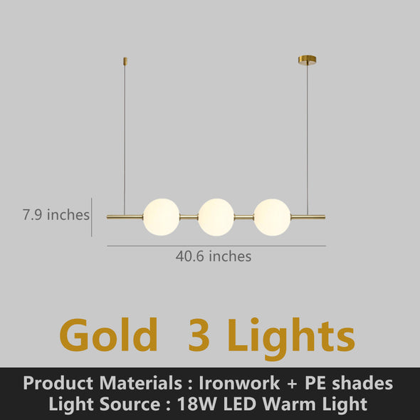 Modern Globe Linear Chandelier Kitchen Island Pendant 5 Bubbles Gold or Black Light