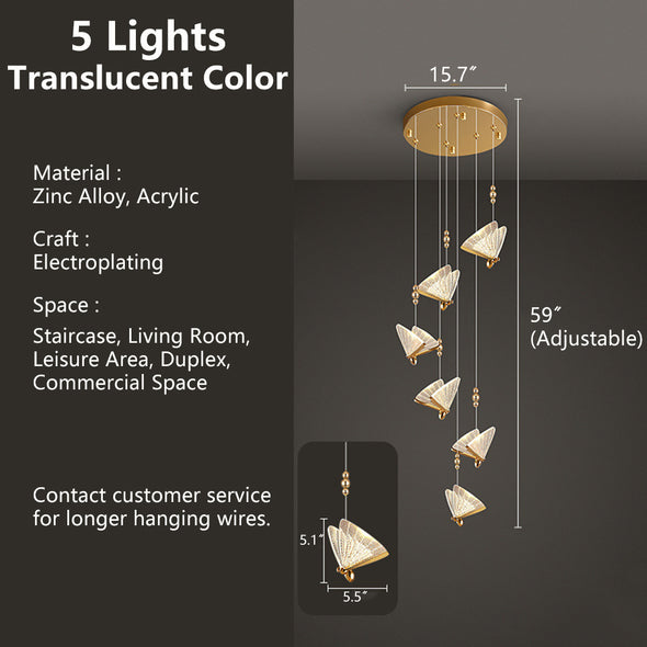 Modern Butterfly Chandelier Adjustable Hanging Pendant Ceiling Light