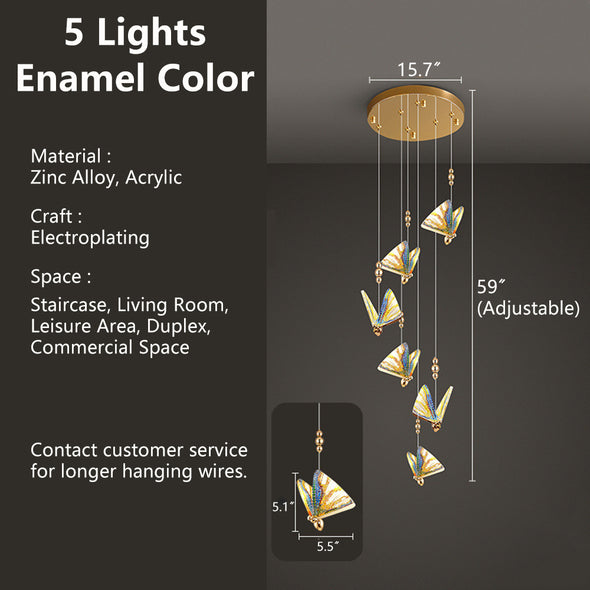 Modern Butterfly Chandelier Adjustable Hanging Pendant Ceiling Light