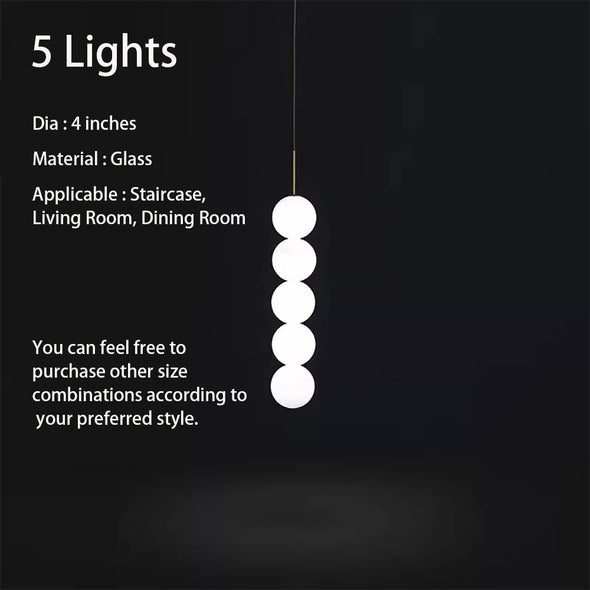 Modern Glass Globe Linear Chandelier, Customizable Glass Pendant Light