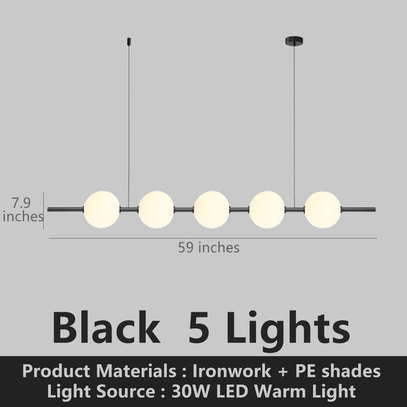 Modern Globe Linear Chandelier Kitchen Island Pendant 5 Bubbles Gold or Black Light