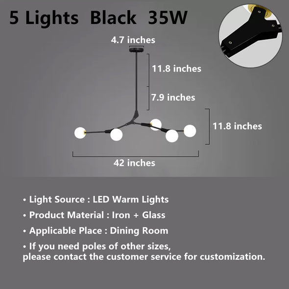 Modern Minimalist Chandelier Magic Bean Glass Ceiling Pendant Light