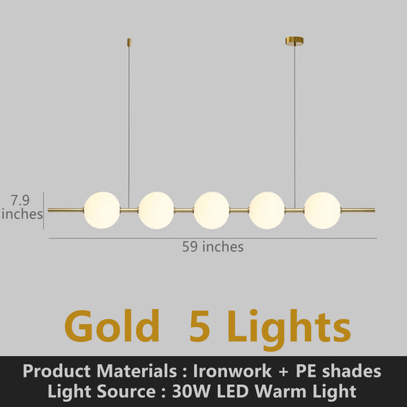 Modern Globe Linear Chandelier Kitchen Island Pendant 5 Bubbles Gold or Black Light