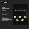 Modern Crystal Cube Chandelier, Multi Light Pendant with Titanium Black