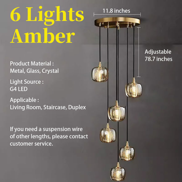 Modern Crystal Glass Globe Chandelier Adjustable Multi Light Hanging Pendant