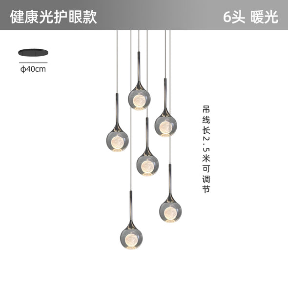 Modern Crystal Moon Pendant Light Stainless Steel Chandelier with 3D Lunar Globe