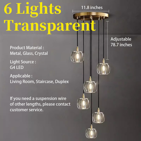 Modern Crystal Glass Globe Chandelier Adjustable Multi Light Hanging Pendant