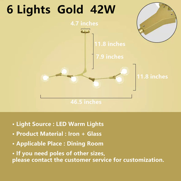 Modern Minimalist Chandelier Magic Bean Glass Ceiling Pendant Light