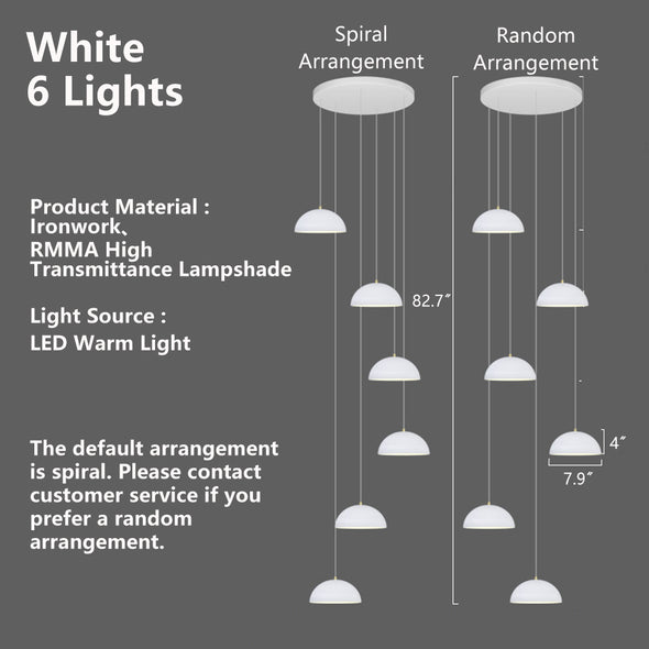 Modern Staircase Acrylic Chandelier, Iron & PMMA Shade, Multi-Lights
