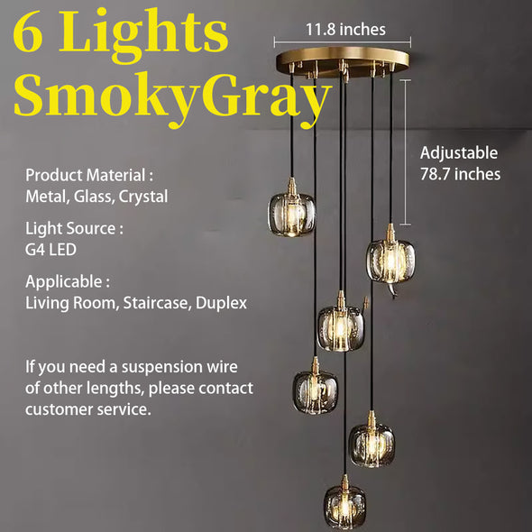 Modern Crystal Glass Globe Chandelier Adjustable Multi Light Hanging Pendant
