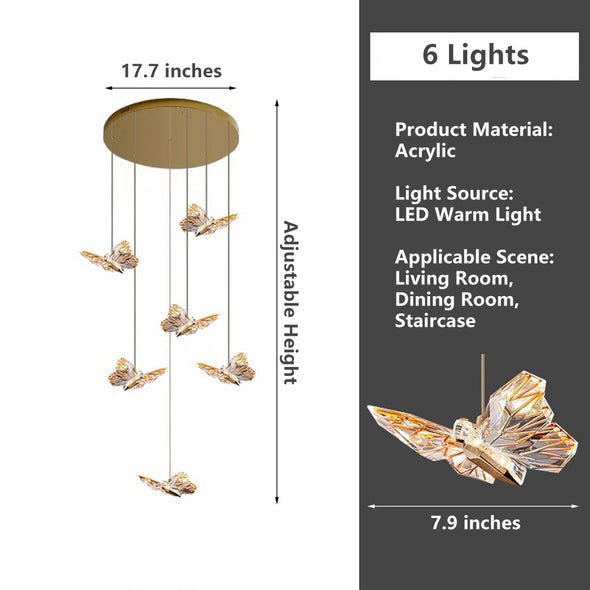 Modern Butterfly Chandelier High Ceiling Pendant Light Home Decor