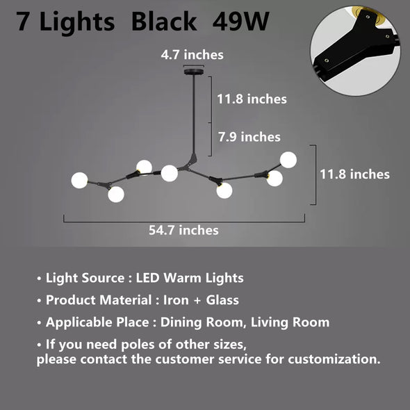 Modern Minimalist Chandelier Magic Bean Glass Ceiling Pendant Light