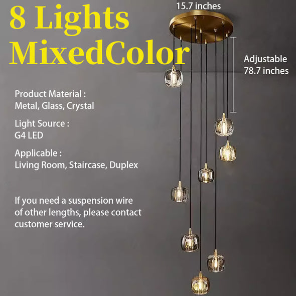 Modern Crystal Glass Globe Chandelier Adjustable Multi Light Hanging Pendant