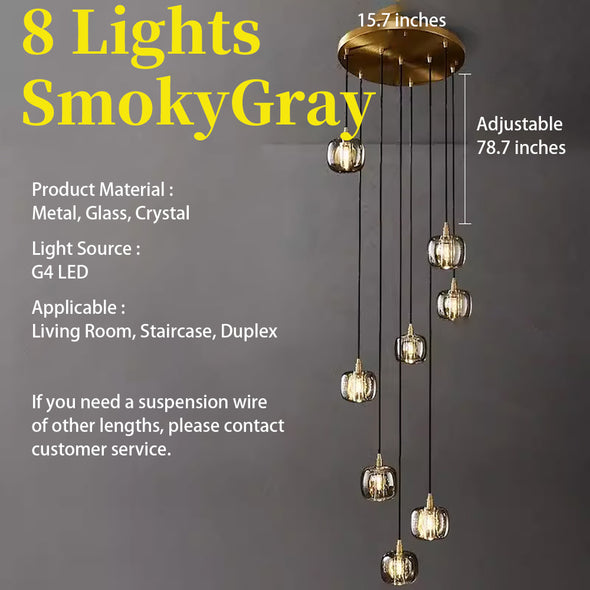Modern Crystal Glass Globe Chandelier Adjustable Multi Light Hanging Pendant