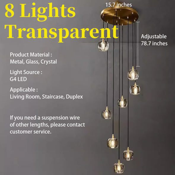 Modern Crystal Glass Globe Chandelier Adjustable Multi Light Hanging Pendant