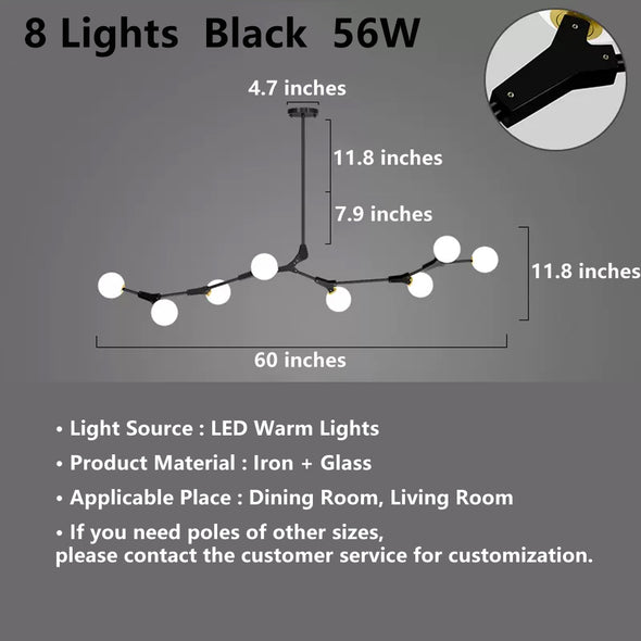 Modern Minimalist Chandelier Magic Bean Glass Ceiling Pendant Light
