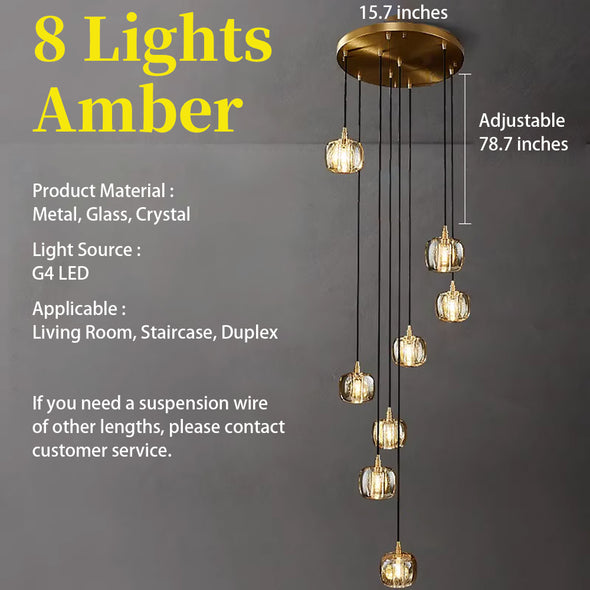 Modern Crystal Glass Globe Chandelier Adjustable Multi Light Hanging Pendant