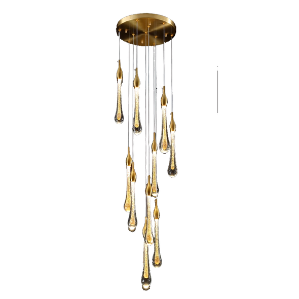 Modern Water Drop Chandeliers Gilding Glass Luxury Staircase Pendant Lights Villa Bedroom Bedsid Bar Decorative Light