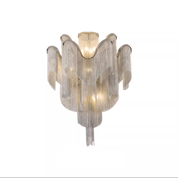 Modern Tassels Ceiling Lights Silver Fringe Decorative Ceiling Lamps Aluminum LED Home Decor Lights For Living Room For Bedroom